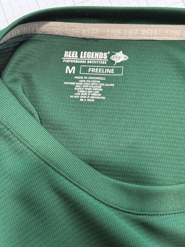 Reel Legends Freeline Men's Green Crew Neck T-Shirt M Breathable Logo Knit gallery
