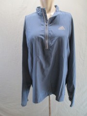 Adidas Size L Mens Blue 1/2 Zip Long Sleeve Collared Activewear Pull Over 308