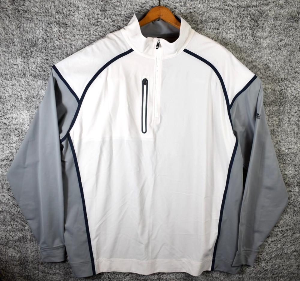 FootJoy FJ Mens 2XL Performance 1/4 Zip Pullover Golf Shirt White Grey Technical