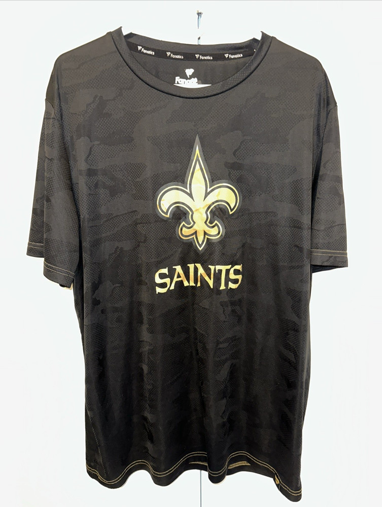 New Orleans Saints Shirt Men 2XL Black Gold Camo Short Sleeve Football Fanatics