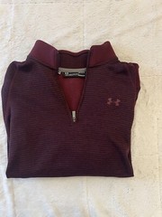 Under Armour Pullover LG Storm 1/4 Zip Red Long Sleeve ColdGear Fleece Lined