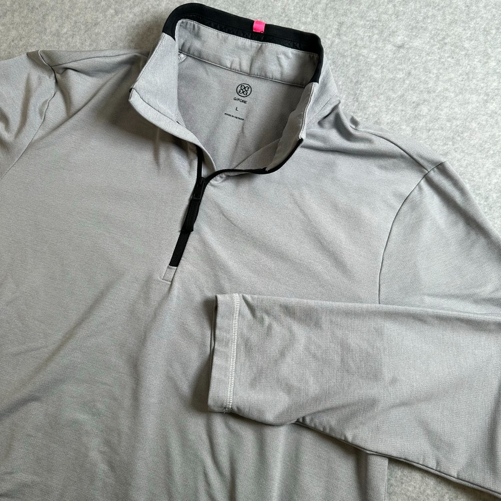 G/FORE Men's Large Gray Performance 1/4 Zip Pullover Golf Stretch Long Sleeve