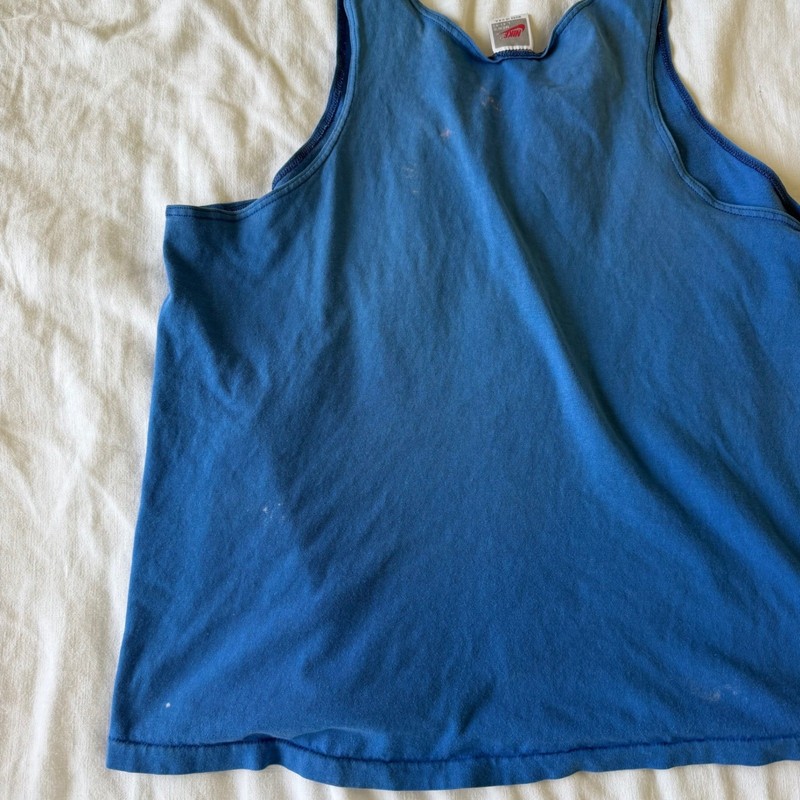 80's Nike Tank Top Mens Large Blue Distressed Sleeveless Shirt Made in USA gallery