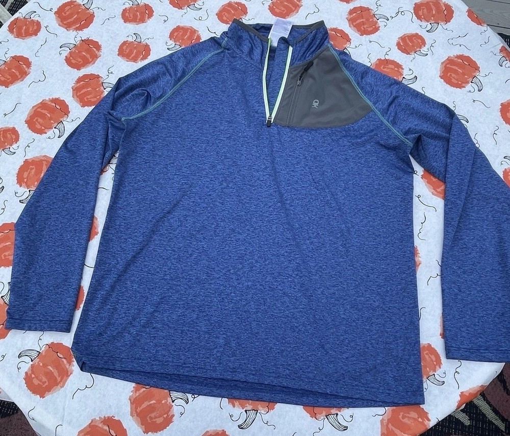 Little Donkey Andy Men’s Pullover Quick Dry Long Sleeve 1/4 Zip Up Blue X-Large