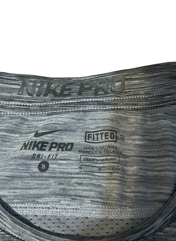NIKE Pro Men's Size-M TALL Short Sleeve DRI-FIT TIGHT FIT Swoosh Logo Gray gallery