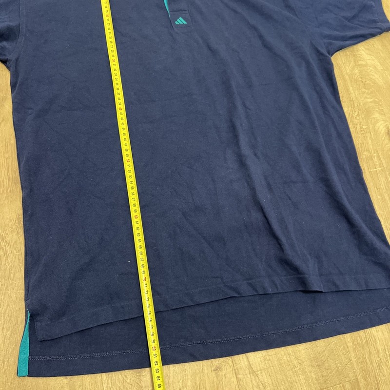 Adidas Equipment Polo Shirt Men's Blue Vintage Short Sleeved 1/4 Button size XL gallery