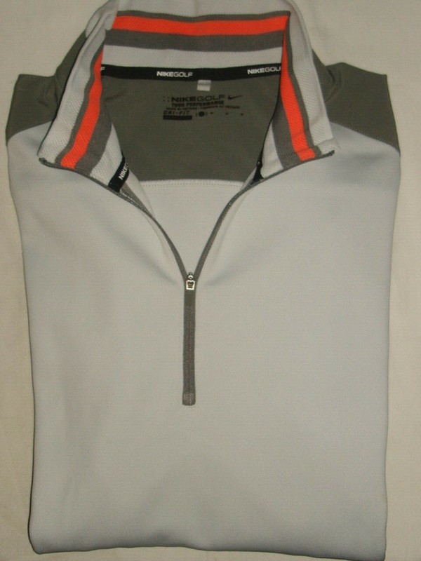Mens Nike Golf Tour Performance 2-Tone Gray Poly L/S 1/2 Zip Pullover Sz. M gallery