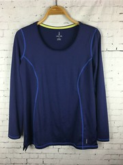 Lands’ End Athletic Shirt Small Men’s Blue Stretchy Long Sleeve (EAJ)