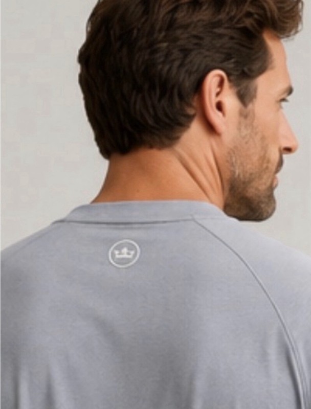 Peter Millar Performance Men's Crew Neck Long Sleeve Stretch Golf Tee Gray XXL gallery