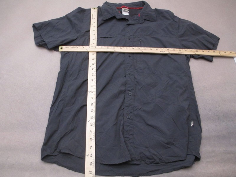 The North Face Size L Mens Blk Collared Short Sleeve Outdoor Button Up Shirt 215 gallery