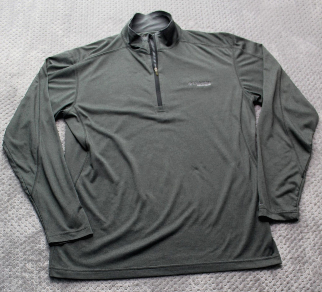Columbia Field Gear Pullover Mens Large Gray/Green Quarter Zip Omni-Dry Shirt gallery