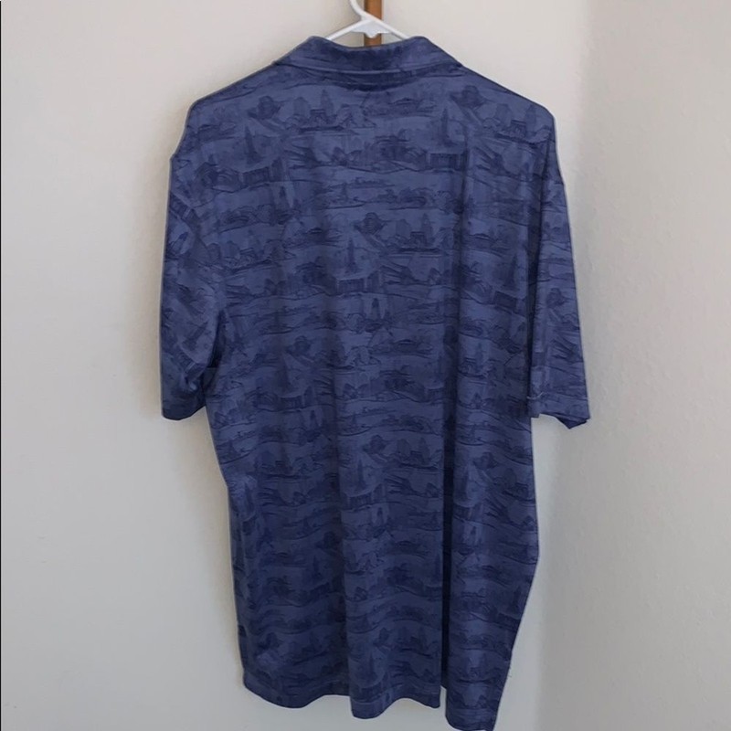 Peter Millar Men’s XL Blue Golf Polo Shirt Summer Comfort New York City Print gallery