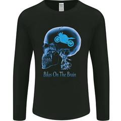 Bikes on the Brain Funny Motorbike Biker Mens Long Sleeve T-Shirt