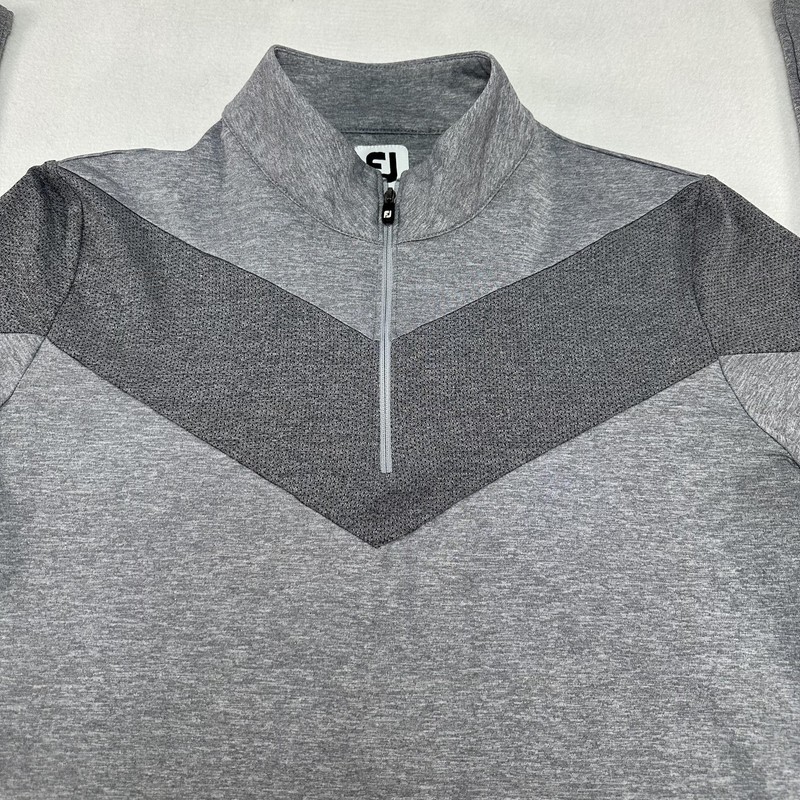 FootJoy Pullover Mens XL Gray Quarter Zip Stretch Performance Golf Chevron Logo gallery