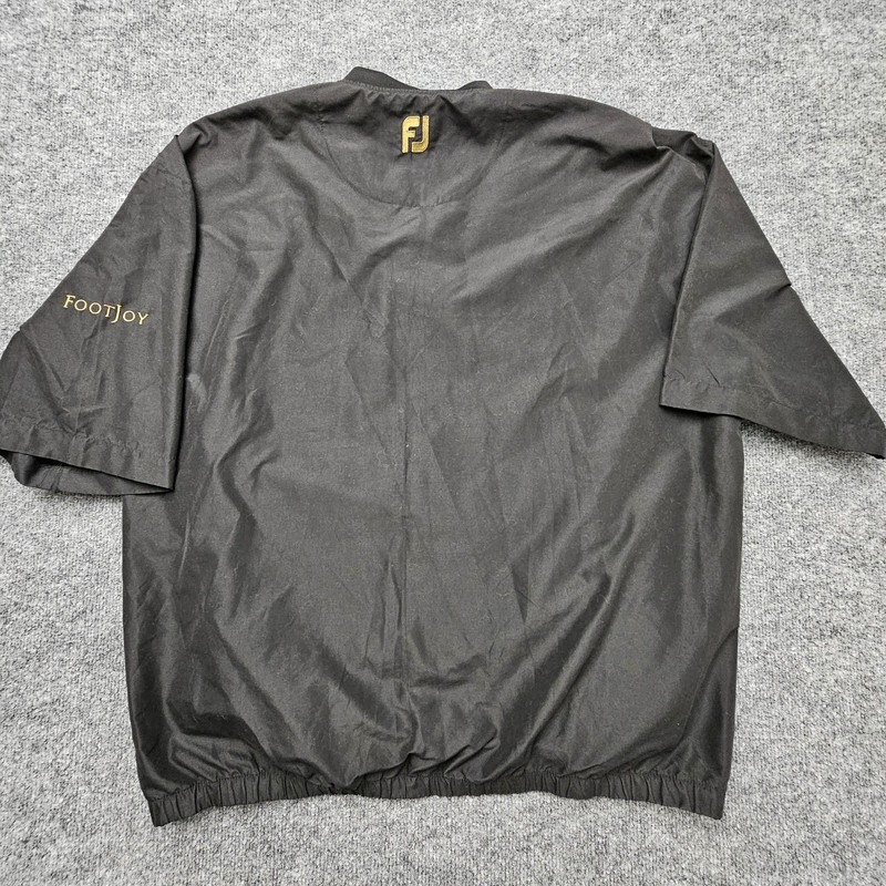 FootJoy Pullover Mens Large Black Golf Windshirt V Neck Short Sleeve Elastic Hem gallery