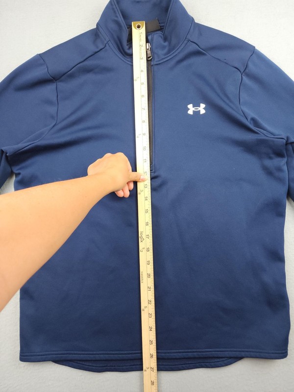 Under Armour Pullover Mens Large Blue Fleece Quarter Zip 1/4 Training Top Run gallery