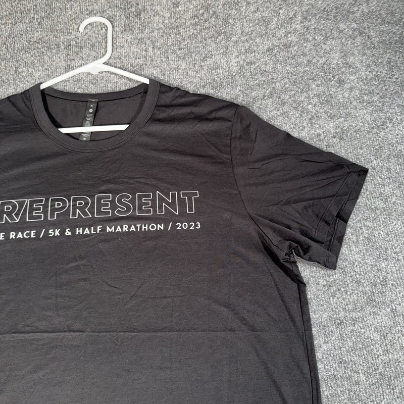 Lululemon Shirt Mens XL Black Metal Vent Breathe Mesh Performance Workout Tee gallery