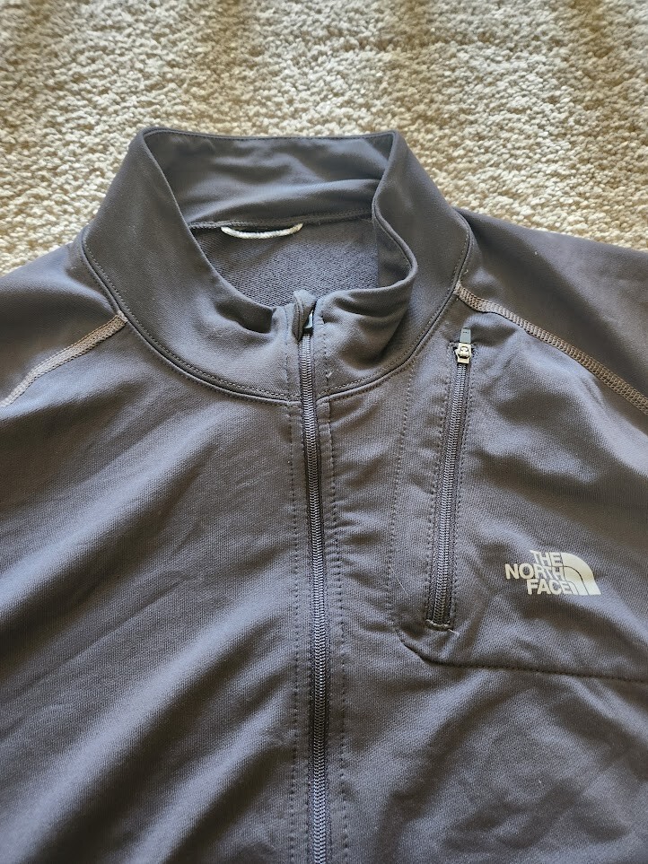 The North Face Mens Large FLIGHT SERIES Pullover ¼ Zip Charcoal Gray Long Sleeve