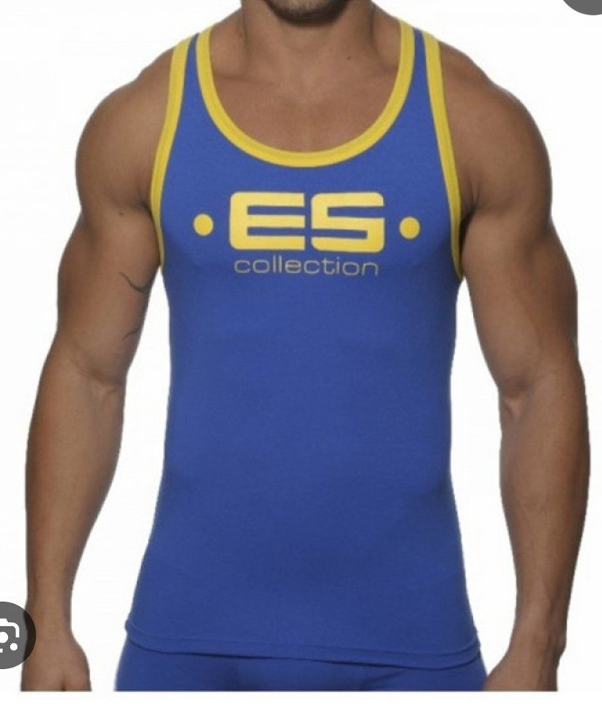 ES Collection Men’s Tank Top Large Blue And yellow