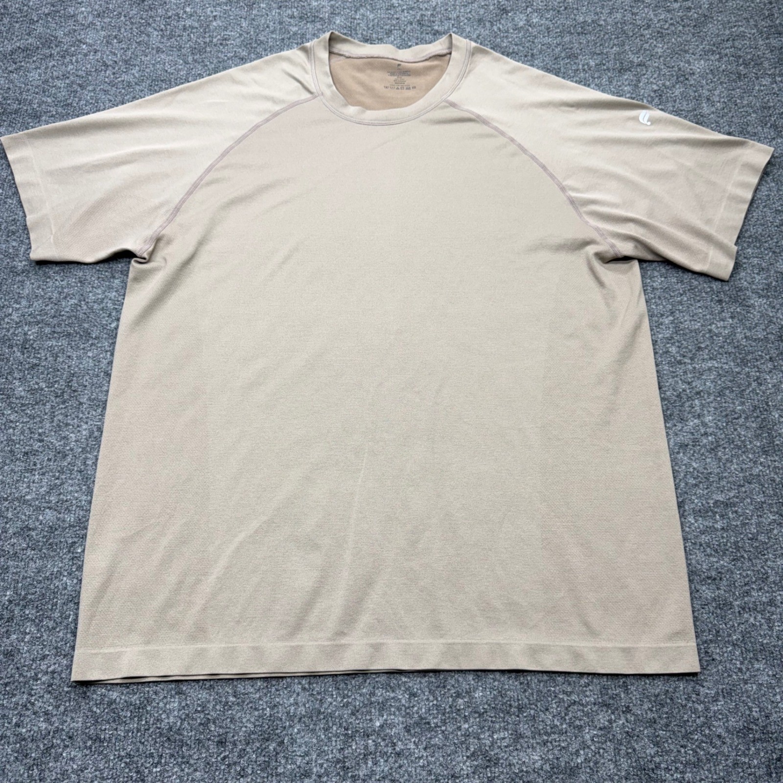 Fabletics Mens XXL Training T-Shirt Tan Khaki Raglan Short Sleeve Athletic Top gallery