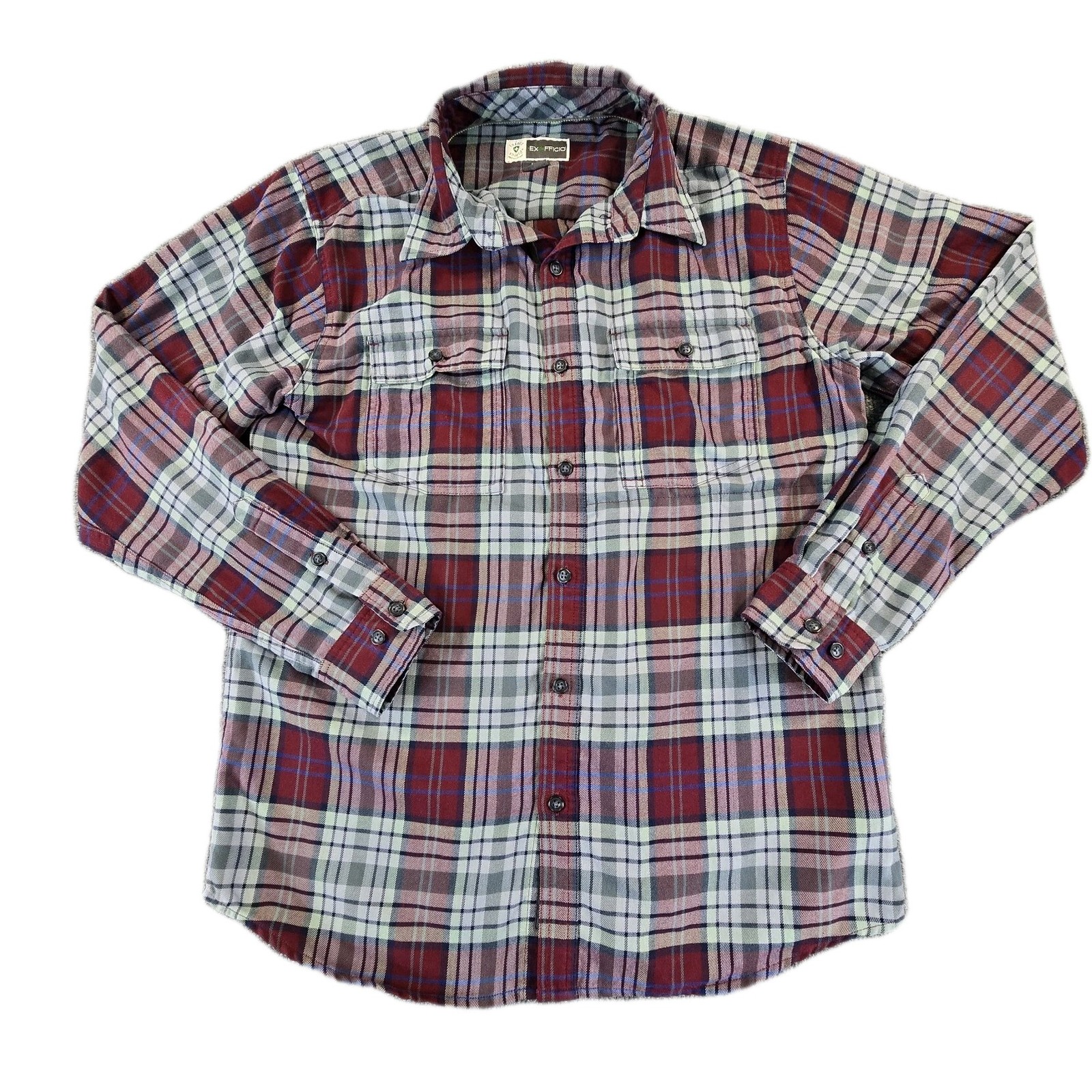 Exofficio • Mens Button Up • Burgundy Plaid Shirt • Insect Shield gallery