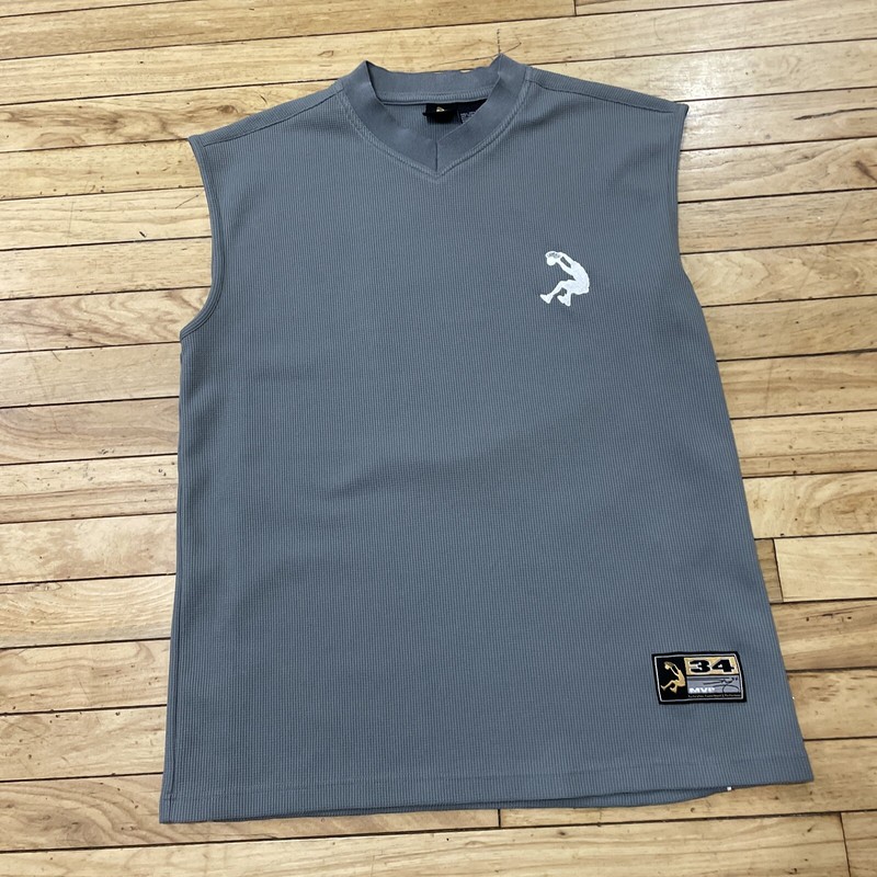 SHAQ Y2k Jersey Tank Top Men M MVP # 34 NBA Basketball Waffle Knit Pique Gray M gallery