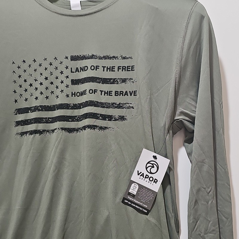 NWT Vapor Apparel Land of the Free Patriotic Men's Medium Long Sleeve Shirt gallery