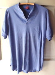 Vintage MunsingWear USA Short Sleeve Blue 100% Cotton 2-Button Pullover Size XL
