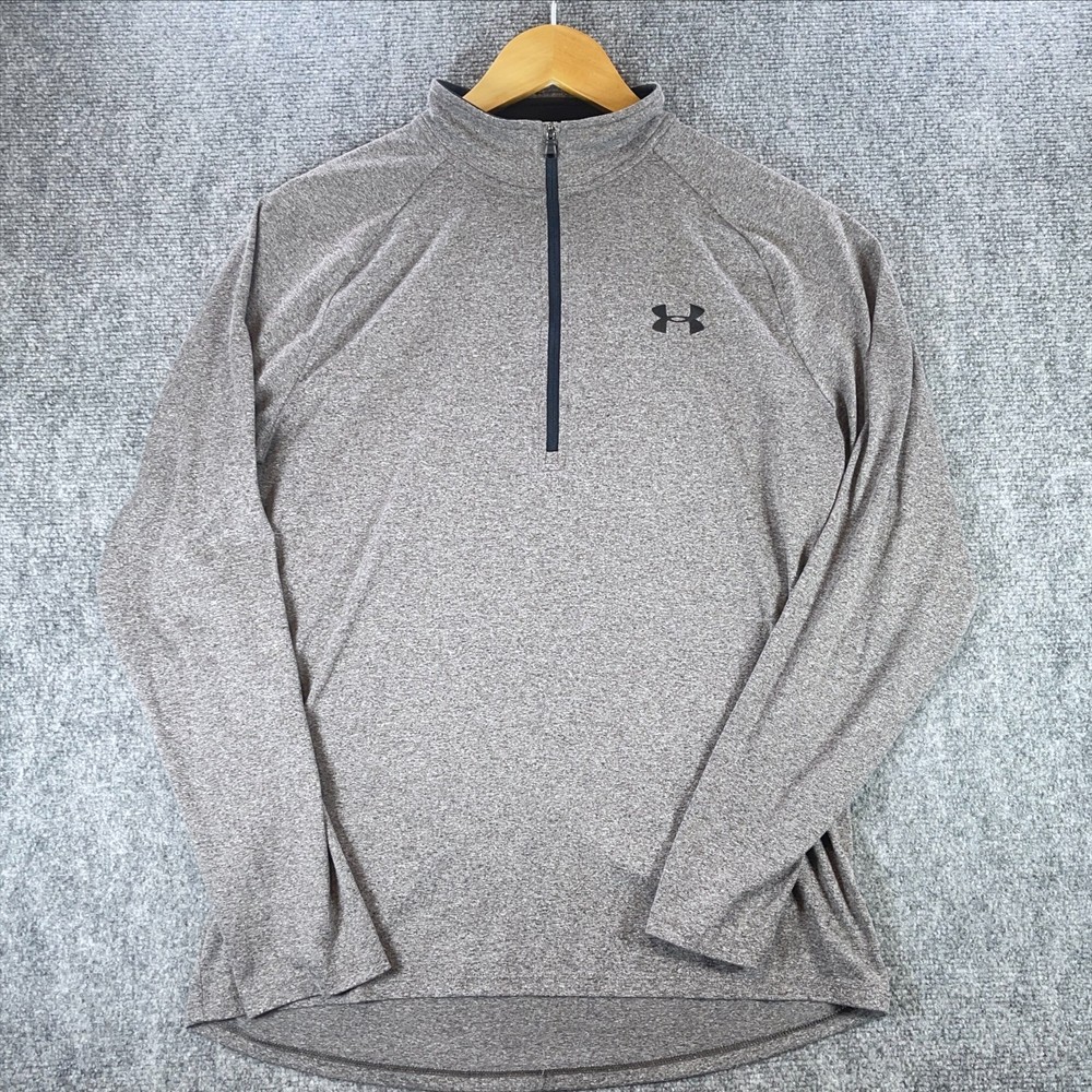 Under Armour Pullover Shirt Mens M Grey Quarter Zip Heatgear Loose