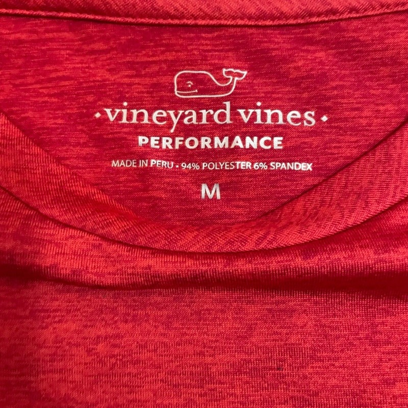 Vineyard Vines Performance T-Shirt Medium Men's Red 98 Whale Flag Americana gallery