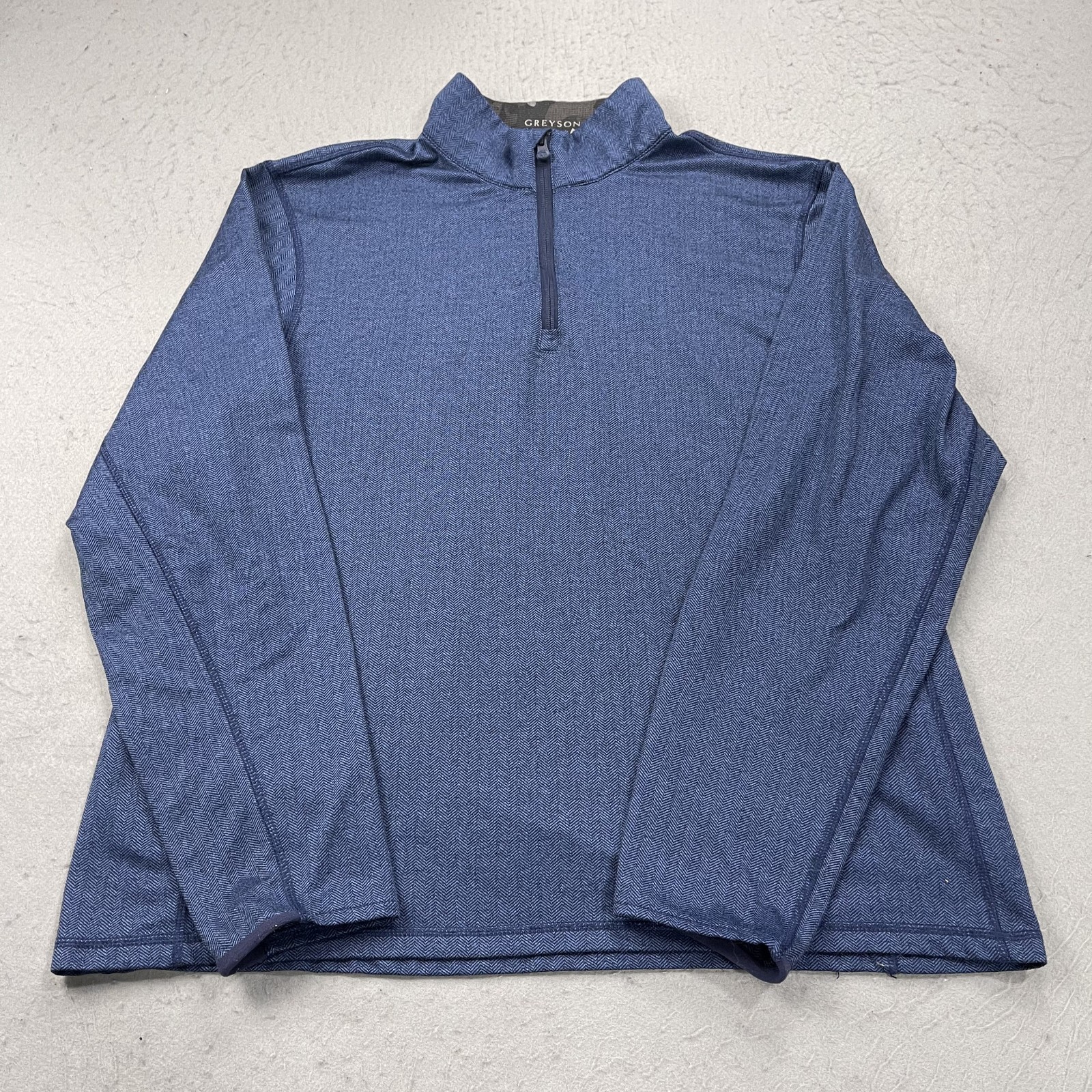 Greyson Golf Jacket Mens XL Blue Herringbone Tate 1/4 Quarter Zip Pullover gallery