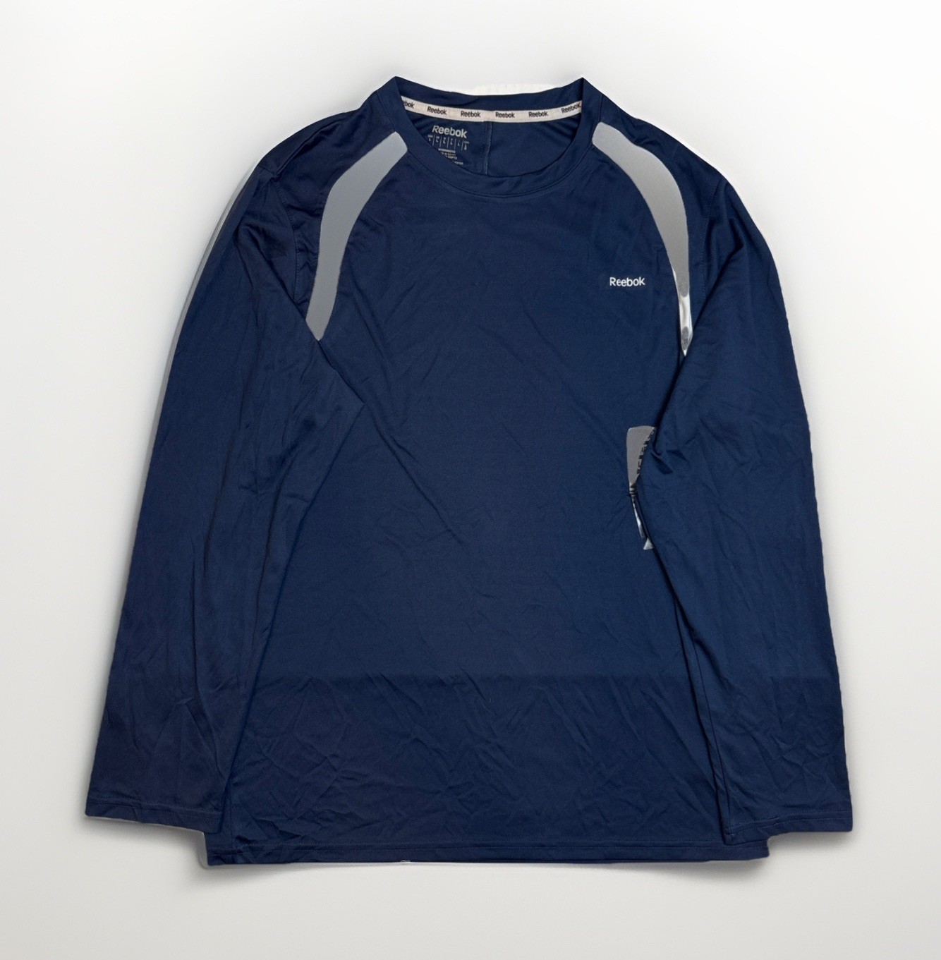Reebok Hydromove Performance Long Sleeve Navy Blue Athletic Top Mens Size Large gallery