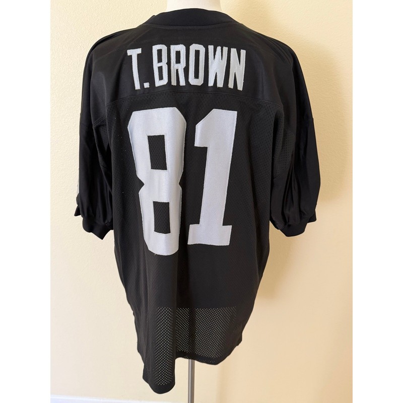 NFL Authentic Vintage #81 Tim Brown Silver&Black Oakland Raiders Jersey Size 54 gallery