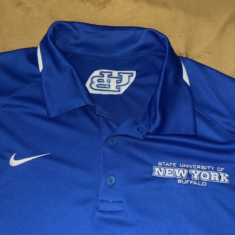 Brand New Men's Large Dri-fit Nike buffalo GameDay Polo NWT Royal Blue New York gallery