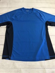 Lands’ End Shirt Mens Large Blue Long Sleeve Raglan Athletic Performance Top
