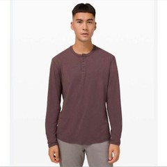 Lululemon Men’s 5 Yr Basic Long Sleeve Henley Vitasea Pima Heathered Purple