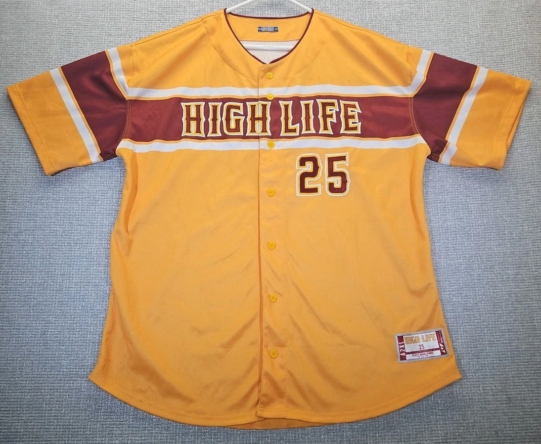 Custom High Life Baseball Jersey Mens 2XL Orange/Yellow GarbAthletics #25 *READ* gallery