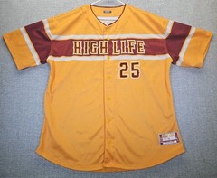 Custom High Life Baseball Jersey Mens 2XL Orange/Yellow GarbAthletics #25 *READ*