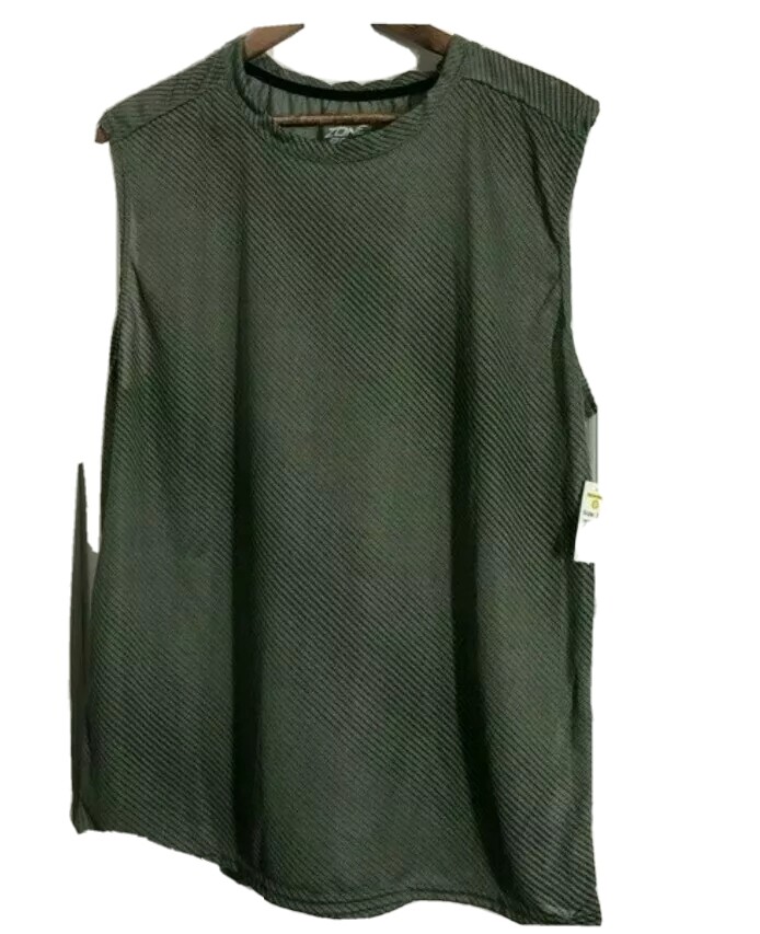 Zone Pro Green Stripe Sheer Muscle Tank Top Shirt L #MS2 gallery