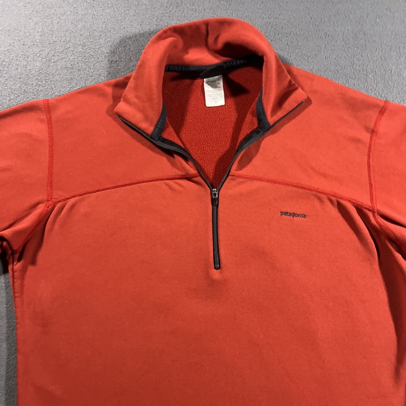 PATAGONIA Capilene 1/4 Zip Mens Small Red L/S Warm Fleece Ski Run Gorp READ gallery