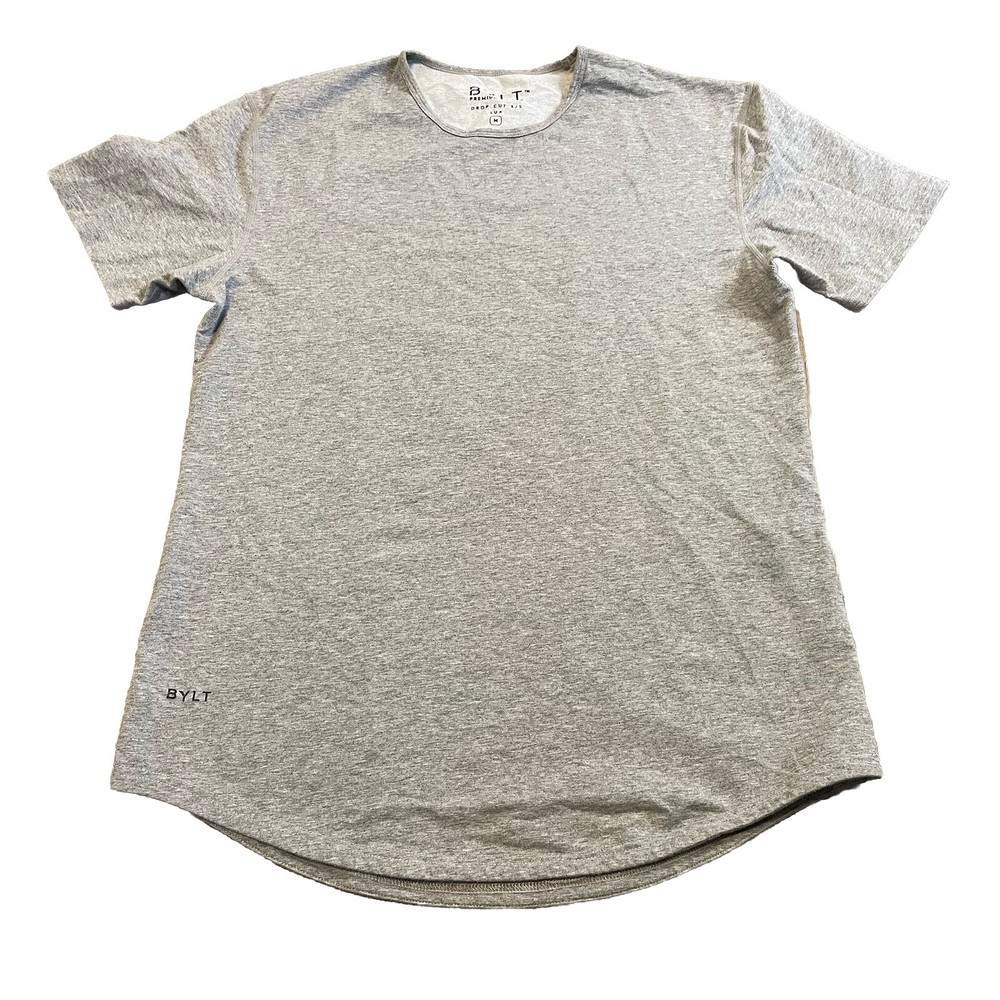 BYLT T Shirt Mens Medium M Premium Basics Gray Drop Cut Short Sleeve Lux Tee