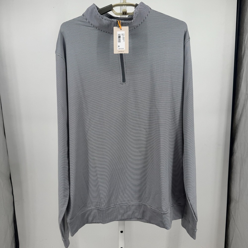 Peter Millar Perth Sugar Stripe Performance Quarter-Zip Mens L Iron White Golf