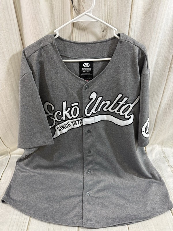 Vtg Y2K Ecko Unltd Mens 4XL Baseball Jersey Stitch Logo Shirt Gray gallery