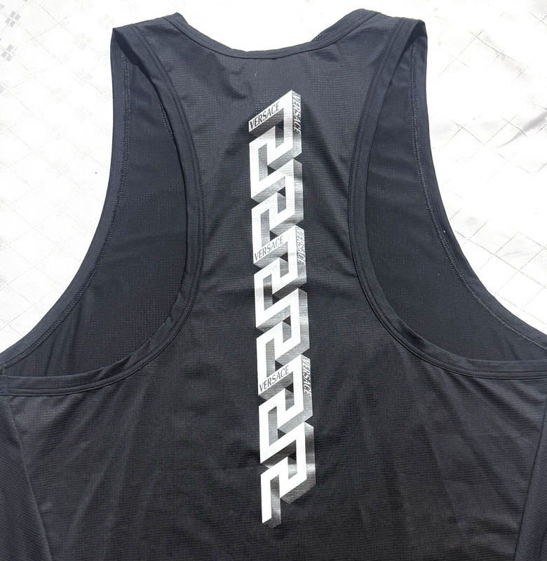 Versace Greca Jersey Tank Top Size Small Black Athletic Designer Made In Italy gallery