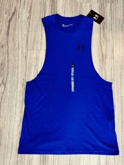 NWT Men’s Size S Under Armour Left Chest Cut Off Tank Top Shirt 1329286-611 $25