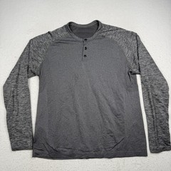 Lululemon Henley Shirt Mens XL Gray Raglan Long Sleeve Athletic Performance Top