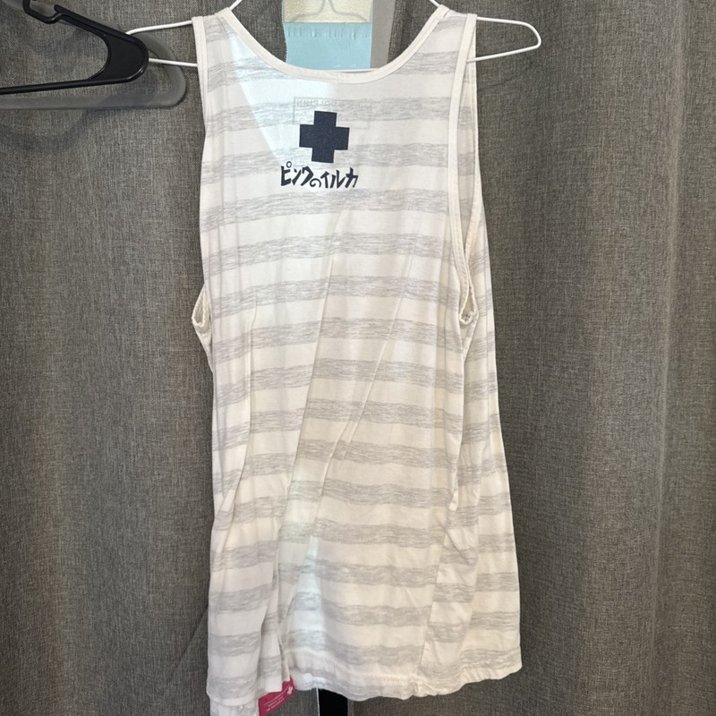 Pink Dolphin ANCHOR SPLASH TANK White And Gray Horizontal Stripes Men's Tank Top gallery