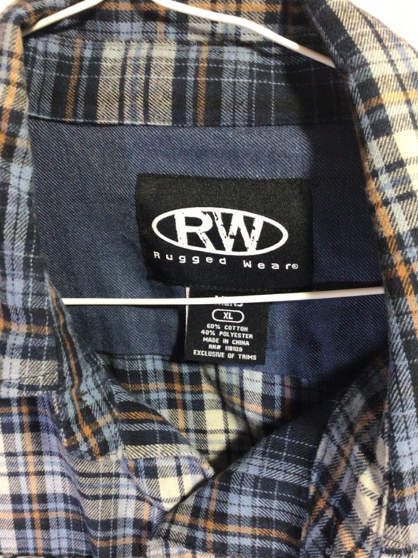 Rugged Wear Blue Plaid XL Long Sleeve Heavy Cotton Blend Flannel Activewear B8 gallery