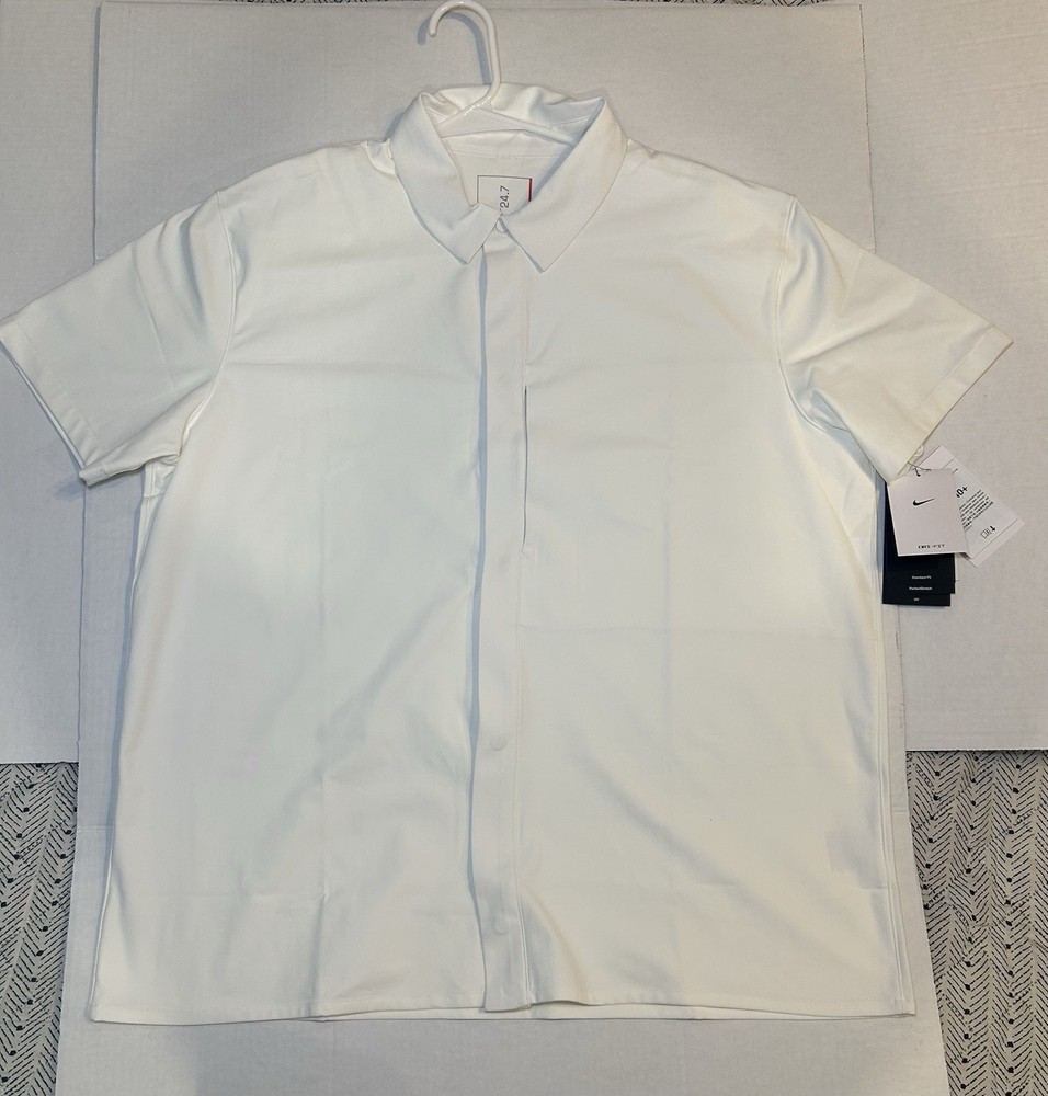 Nike 24.7 Top Shirt Short-Sleeve Snap-Down Perfect Stretch HQ6958-133 Men's L