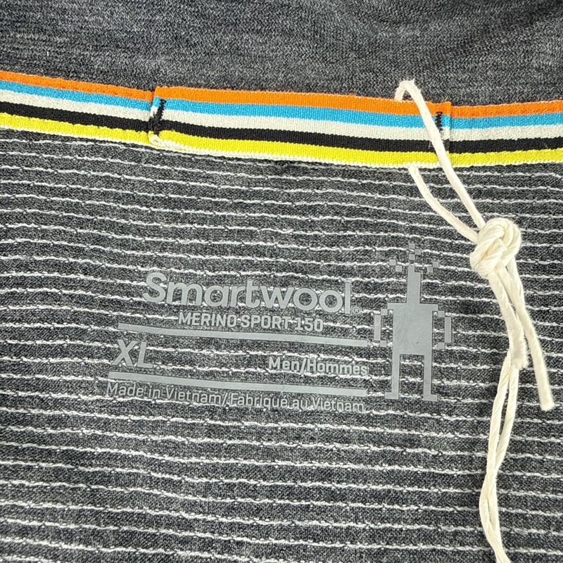 Smartwool Mens XL Merino Sport 150 1/4 Zip Pullover Gray Neon Yellow Base Layer gallery
